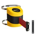 Montour Line Retractable Belt Barrier YW Clamped Wall Mount, 13' Maroon Belt (M) WMX140-YW-MN-C-M-130